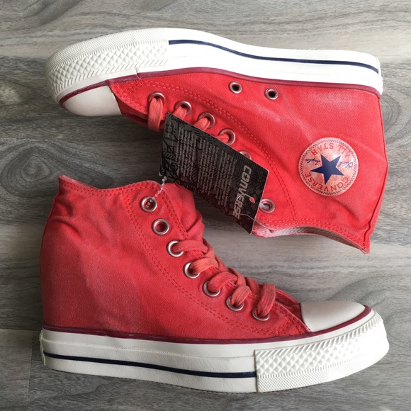 converse red wedge sneakers